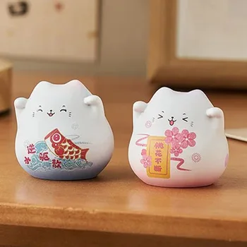 Прекрасна декорация за дома Maneki Neko Бижута Лъки Cat Керамични изделия Фигурки на животни Fortune Декор аксесоари Подаръци