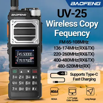 Преносима радиостанция Baofeng UV-25 10 Вата/8 W 136-174, 220-260 и 400-520 Mhz В три честотни диапазони, Безжично копиране, Двустранно любителски радио