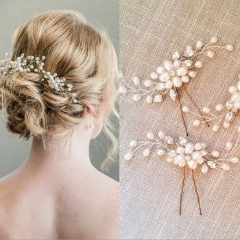 Пръчици за коса от изкуствени перли, родословни, за жени и момичета, сватбени украси за коса с кристали и перли, шапки за булката, Красиви аксесоари за коса