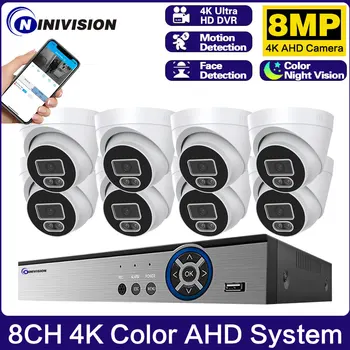 Пълноцветен Камера за Нощно Виждане AHD ВИДЕОНАБЛЮДЕНИЕ Комплект Система за Сигурност P2P 8MP 8CH DVR Система за видеонаблюдение XMEYE H. 265 4K Hybrid NVR Set