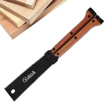 Сгъваем ръчен трион за дърво U50 с твърди зъби SK5 Двустранен трион с дървена дръжка за къмпинг, дърводелски, почистване на дървен материал, рязане на дървен материал
