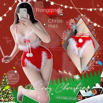 Секси бельо Manyan Коледа, сексуална бархатное, от мека марля, с прозрачен плюшено каишка, боди със заек, дамски униформи 9076