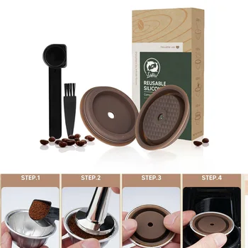 Силиконови уплътнения, капаци, капсули за многократна употреба за кафе машини Nespresso Vertuoline, за приготвяне на Еспресо, кухненски инструменти 59 мм