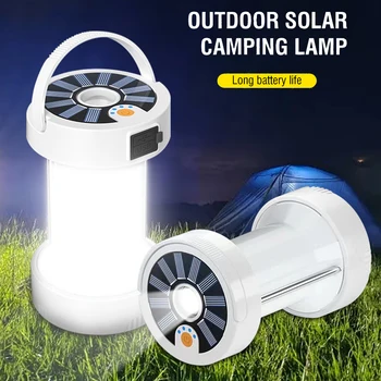 Слънчев Фенер BORUIT за къмпинг, USB Акумулаторна Мултифункционална Лампа за палатка, Преносими Аварийни светлини, Фенерче Външно осветление