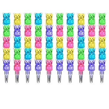 Сменяеми цветни моливи - Штабелируемые пластмасови химикалки-bear - Цветни моливи 5 в 1 за полагане на