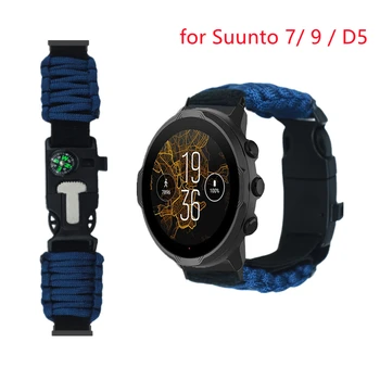 Спортен каишка 24 мм за Suunto 9 7 Baro D5/Spartan Sport Wrist HR/Взаимозаменяеми каишка за часовник Baro, гривна, въже за чадър