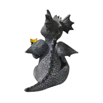 Статуетка на дракон с надпис Фигурки дракон Ръчна изработка за вашия офис, декорации от смола за вътрешен двор, двор и поляна