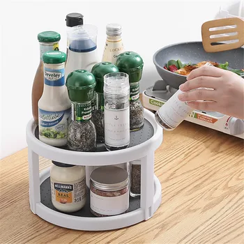 Стойка за подправки Организирана Аккуратная Модерна Здрава стойка за подправки с Кухненски тава за съхранение на Въртележката за съхранение на Удобно време за Спестяване на Ефективна дълъг живот