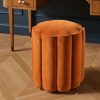 Съвременен стол за грим в скандинавски стил, столове за тоалетна масичка, лесно луксозно кресло, диван спалня, скамеечка за краката, Кадифе, кръгли табуретки за хол