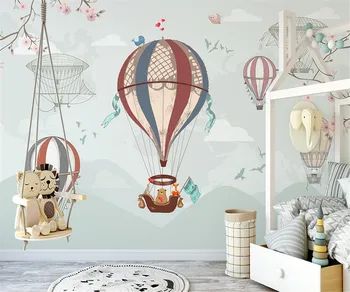 Тапети по поръчка, ръчно рисувани, скандинавски балон, мультяшное малко животно, детска стая, на фона на стена, на закрито, 3D тапети