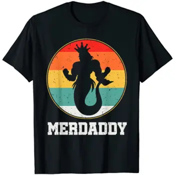 Тениска Merdaddy Security Merman Mermaid Татко в Деня На бащите, мъжки дрехи, фланелка оверсайз, градинска облекло от памук за всеки ден Four Seasons