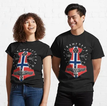 Тениска с Норвежки Флаг, Чук Тора, Но Валькнута, Norway Vi king, Нова Ежедневната Мъжка тениска от 100% памук Кръгло деколте И къс ръкав