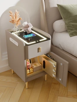 Ультраузкая умна нощно шкафче, сейф с вградена малка безжична зареждане, многофункционален шкаф за съхранение на вещи в спалнята