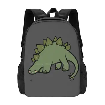 Ученически чанти Stegosaurus, раница за лаптоп, Зелено животно, сладък динозавър в стила на японското аниме, манга, Вымершая сладка Kawai Chibi