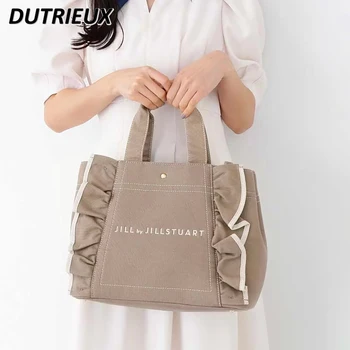 Холщовая чанта с волани в японски стил, нова чанта с голям размер, преносима чанта-месинджър за момичета, универсални ежедневни чанти за жени
