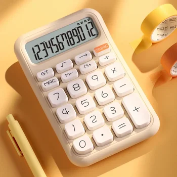 Цветен Малък квадратен калкулатор захар, лесна однотонная механична клавиатура, Симпатичен електронен калкулатор за студенти