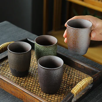 Чаена чаша от груба керамика 150 мл, чаша еспресо в японски стил, голяма ретро-керамични чаена чаша, чаша, магистър-чаши за чайна церемония
