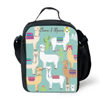 Чанта за обяд с шарени алпака с анимационни дизайн за момичета и момчета, модерен преносим хладилник за студенти, чанта за пикник с анимационни модел