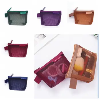 Чанта за съхранение на дреболии, прозрачна mesh bag, косметичка червило, чанта за малки предмети, мини-портфейл за монети, чанта за съхранение на хигиенни кърпички