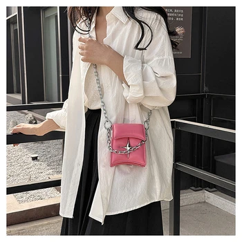 Чанти-клатчи Y2K Star с индивидуална веригата, Корейски Женски Мини чанта през рамо, луксозни Дизайнерски Маркови портфейли-незабавни посланици в готически стил