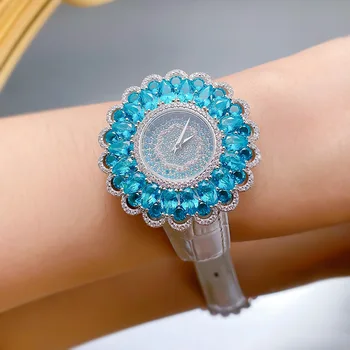 Часовници ZOCA от 925 сребро, луксозни бижута, висококачествени гривни със скъпоценни камъни на Paraiba Turmaline дамски часовници