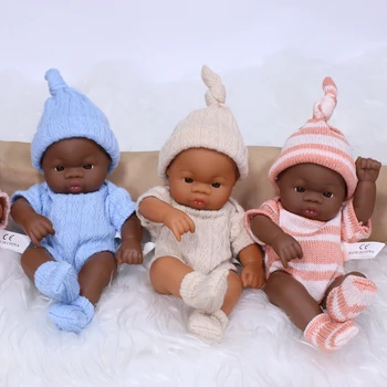 Черни Американски Кукли-Реборн Сладки Мини 20 см Бебешки Играчки Bebe Кукла За Цялото Тяло Vinyl Мека Кукла За Момичета Reborn Baby Doll Играчки Подарък