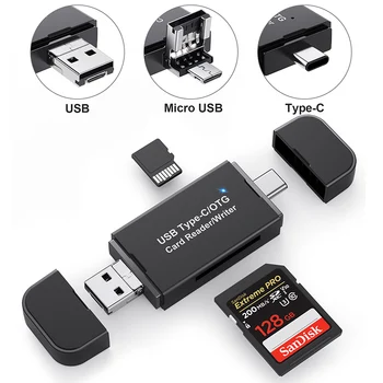 Четец на карти OTG SD TF карта, адаптер за високоскоростен пренос на данни, адаптер USB флаш устройство, четец на карти Type C USB 2.0 Micro USB