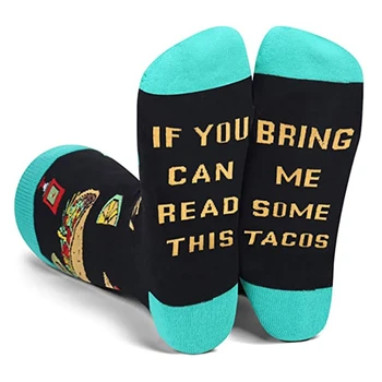 Чорапи Унисекс със Забавен Надпис Crew Socks, Ако можете Да Прочетете Това, Чорапи носочные изделия Popcorn Sushi Такос A0NF