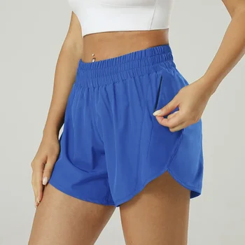 Шорти за фитнес lu Бързосъхнеща спортни облекла за бягане на съвсем малък Lulu къси Панталони за йога Летни дрехи за фитнес с джоб