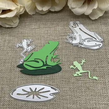 Щанци за рязане на метал във формата на листа, жаби и лотос, шаблони за diy, scrapbooking, декоративни форми за щанцоване ръчно изработени