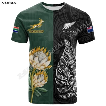 Южна Африка-Нова Зеландия Rugby Go Springboks VS All Blacks Дишаща Тениска С 3D Принтом За Мъже, тениски С Къс Ръкав От Млечен Влакна